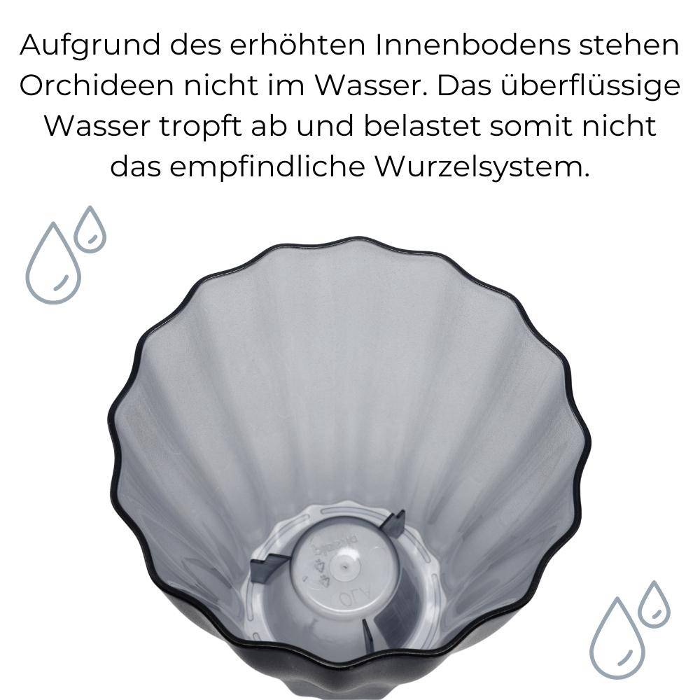 Orchideentopf Blumen Orchideen Übertopf transparent aus Kunststoff durchsichtig Elegant OLA Ø 16 cm rauchfarbig