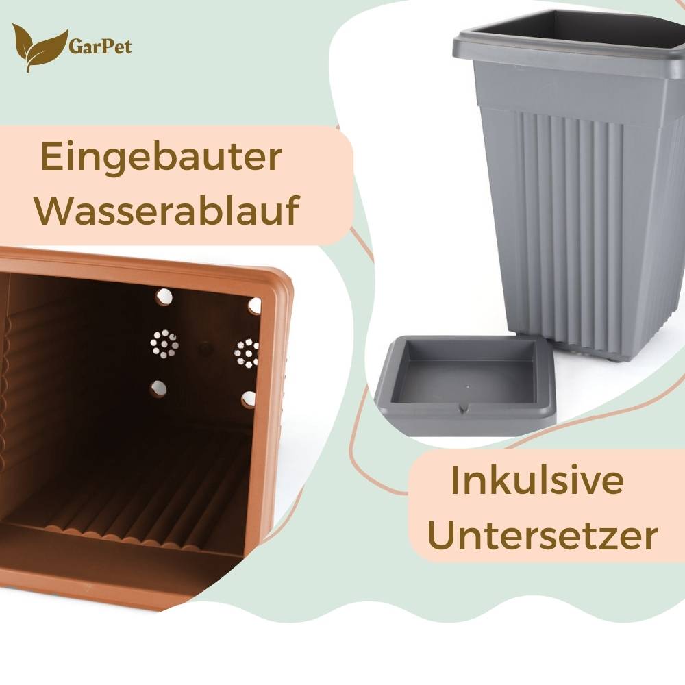 Pflanzkübel Groß Pflanzkübel Außen Blumenkübel Pyramide Übertopf groß Outdoor Pflanztopf Pflanzkasten Blumentopf mit Untersetzer Rechteckig 60