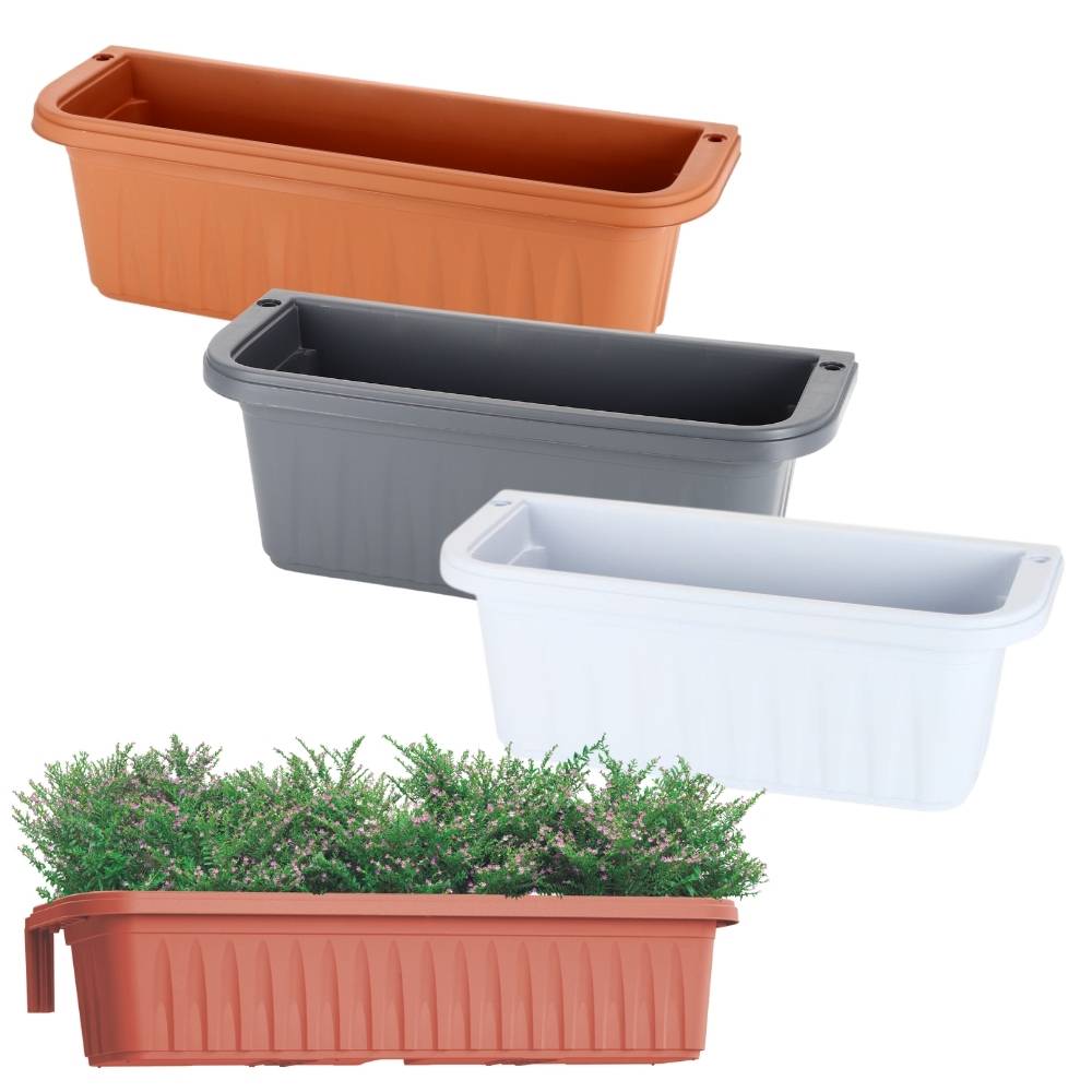 Blumenkasten Balkongeländer Balkon Blumenkasten Balkonkasten mit Halterung Balkonkasten Geländerkasten Balkonkasten mit Wasserspeicher terracotta 80