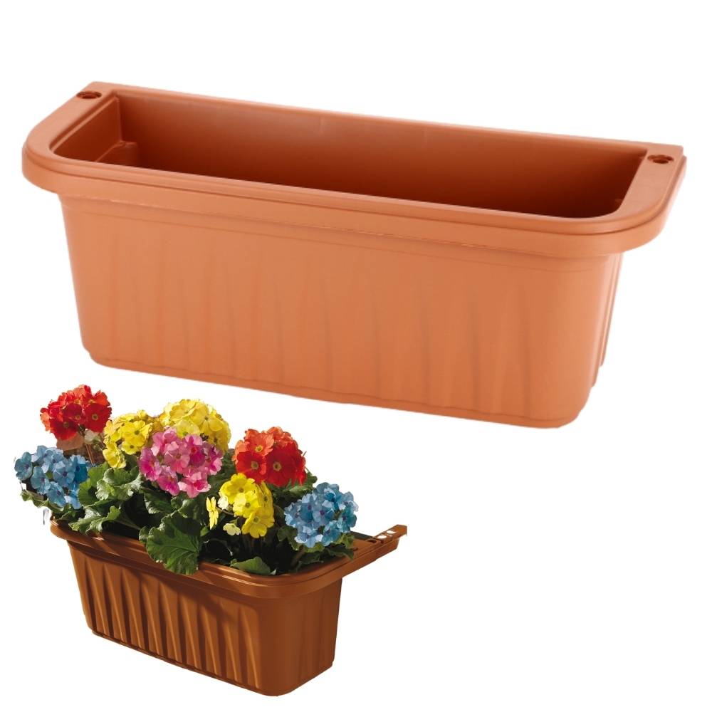 Blumenkasten Balkongeländer Balkon Blumenkasten Balkonkasten mit Halterung Balkonkasten Geländerkasten Balkonkasten mit Wasserspeicher terracotta 50