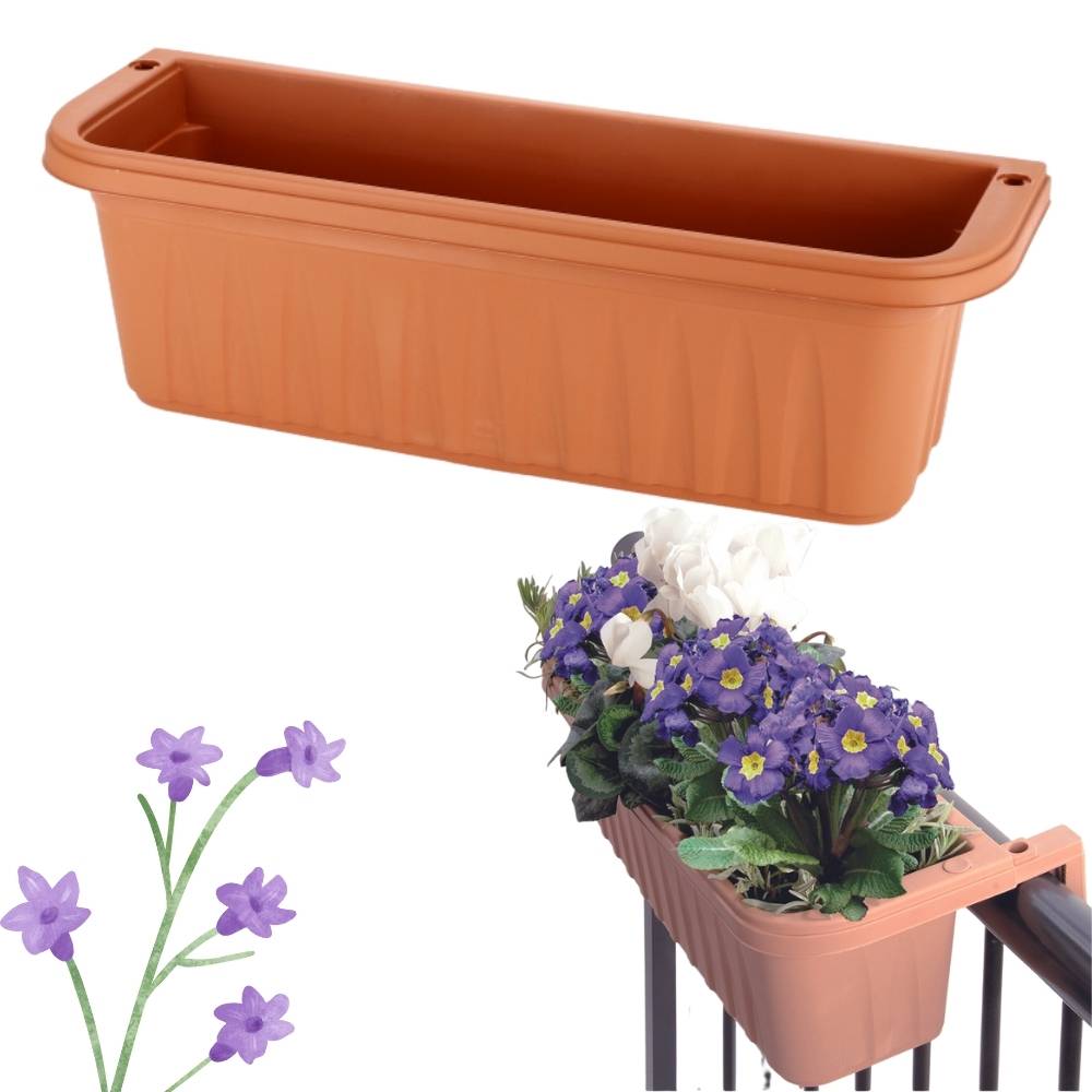 Blumenkasten Balkongeländer Balkon Blumenkasten Balkonkasten mit Halterung Balkonkasten Geländerkasten Balkonkasten mit Wasserspeicher terracotta 60