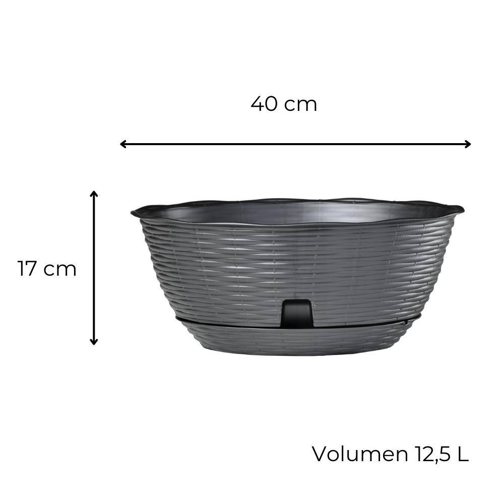 Pflanzschale mit Untersetzer anthrazit 40 cm