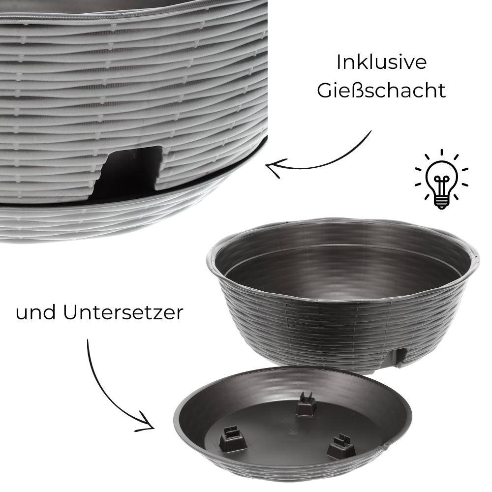 Pflanzschale mit Untersetzer anthrazit 40 cm