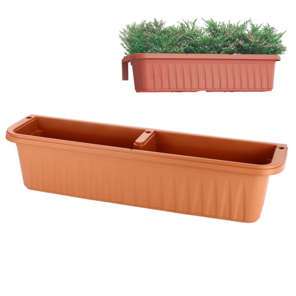 Blumenkasten Balkongeländer Balkon Blumenkasten Balkonkasten mit Halterung Balkonkasten Geländerkasten Balkonkasten mit Wasserspeicher terracotta 80