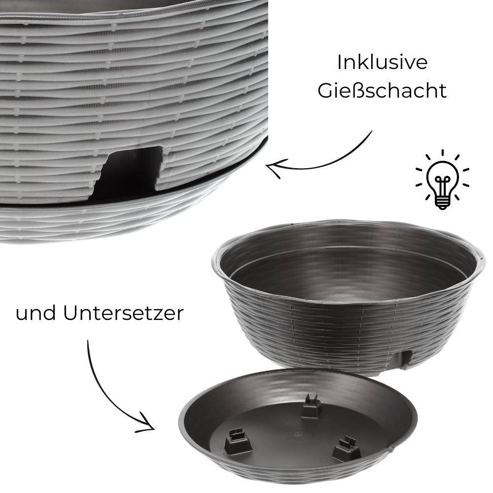 Pflanzschale mit Untersetzer anthrazit 30 cm