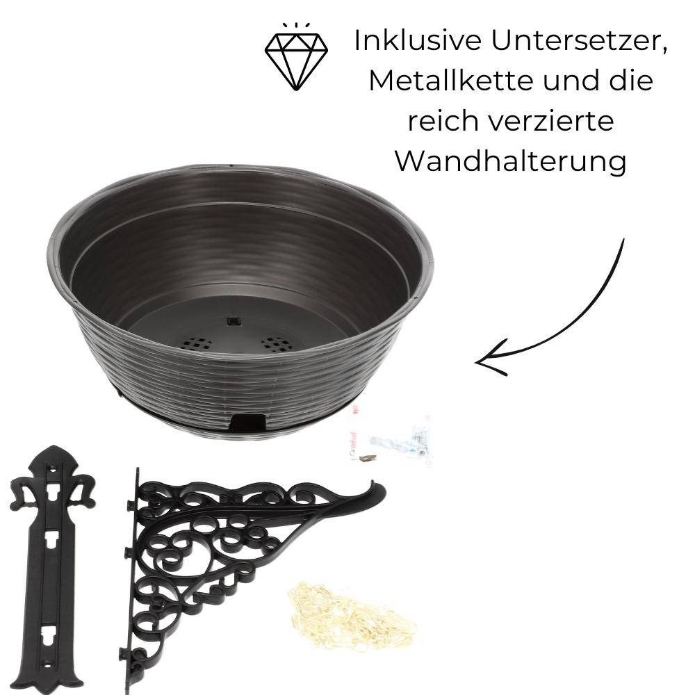 Blumenampel inkl. Kette und Wandhalterung anthrazit