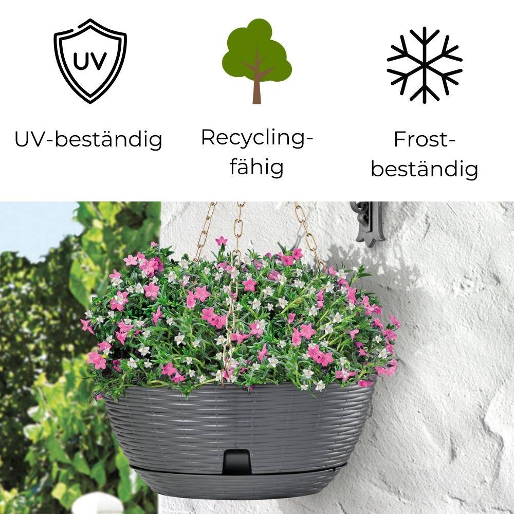 Blumenampel inkl. Kette und Wandhalterung anthrazit