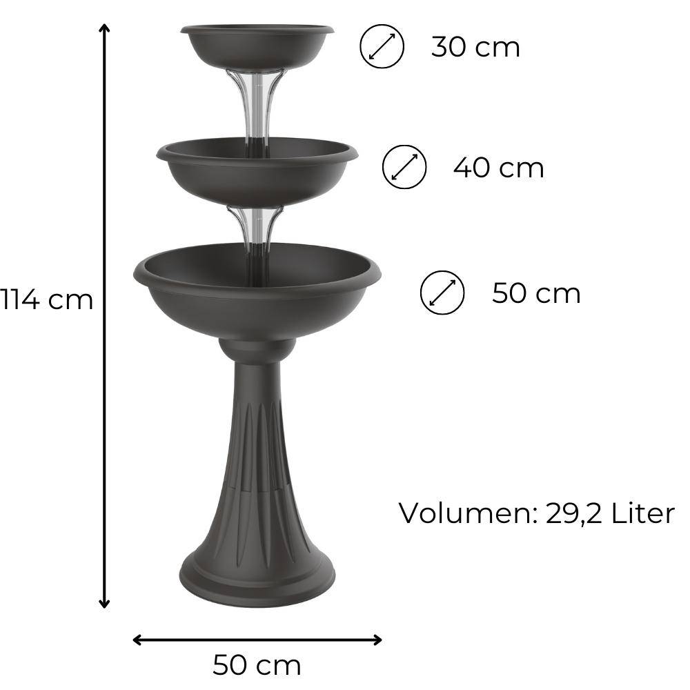 Blumenständer mit 3 Pflanzschalen grau