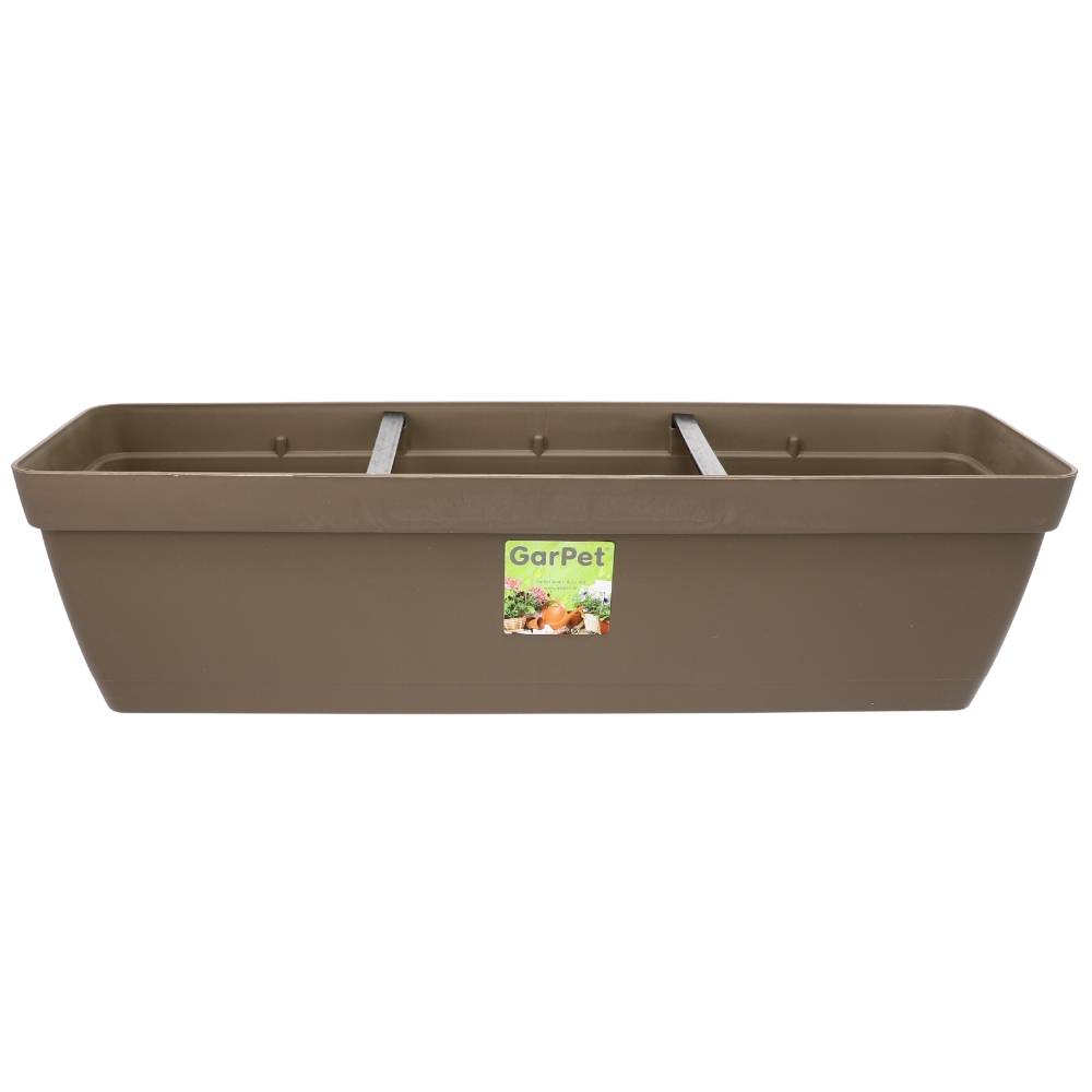 Blumenkasten mit Halterung - Wasserspeicher 60 cm taupe