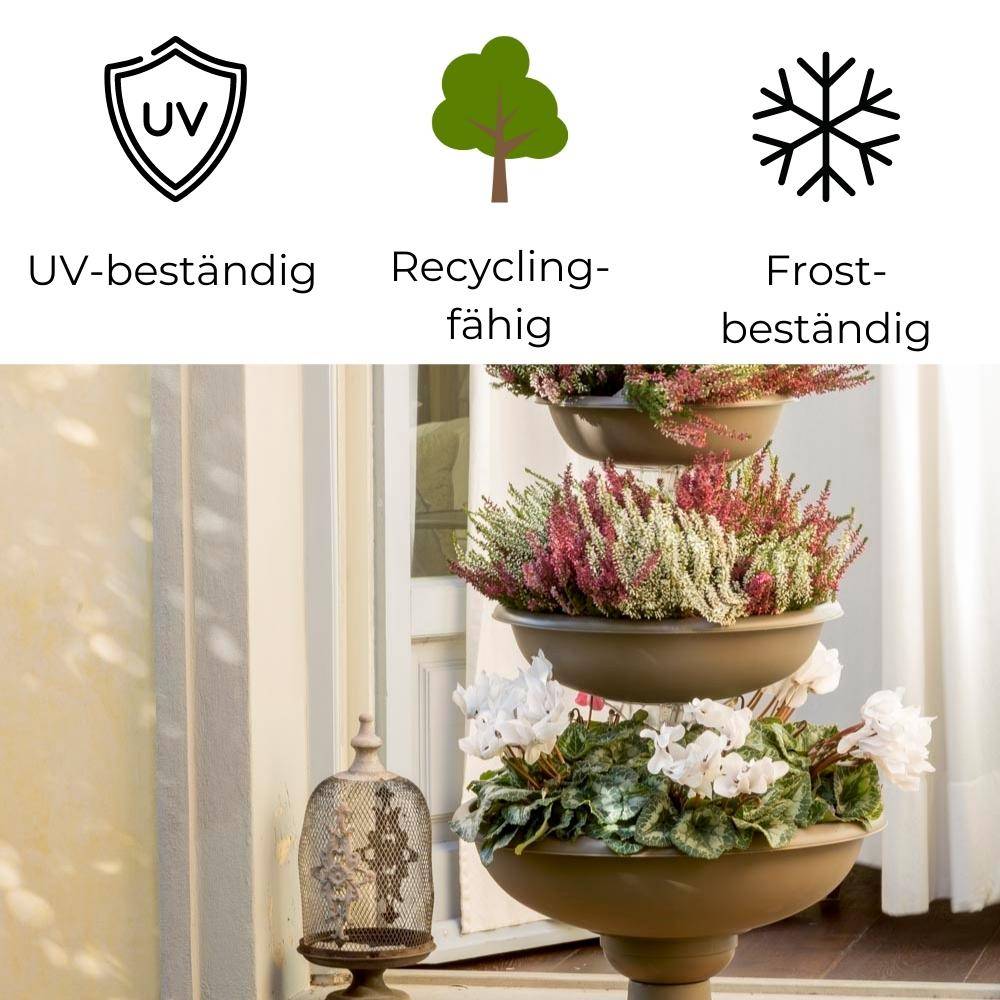 Blumenständer mit 3 Pflanzschalen weiß