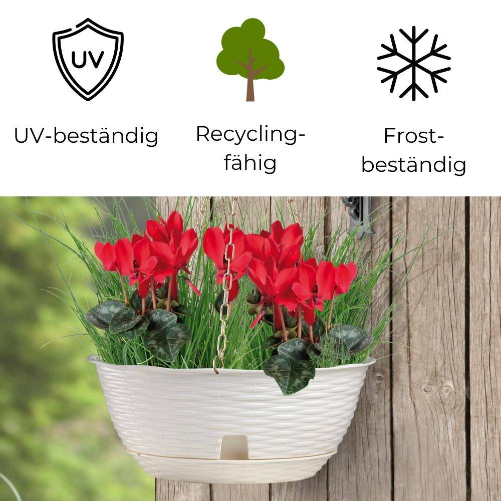 Blumenampel inkl. Kette und Wandhalterung weiß