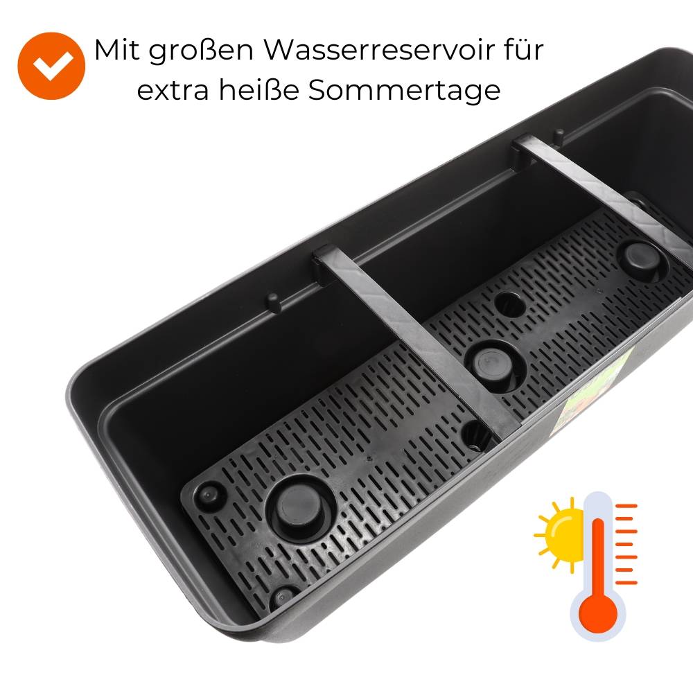 Blumenkasten mit Halterung - Wasserspeicher 50 cm anthrazit