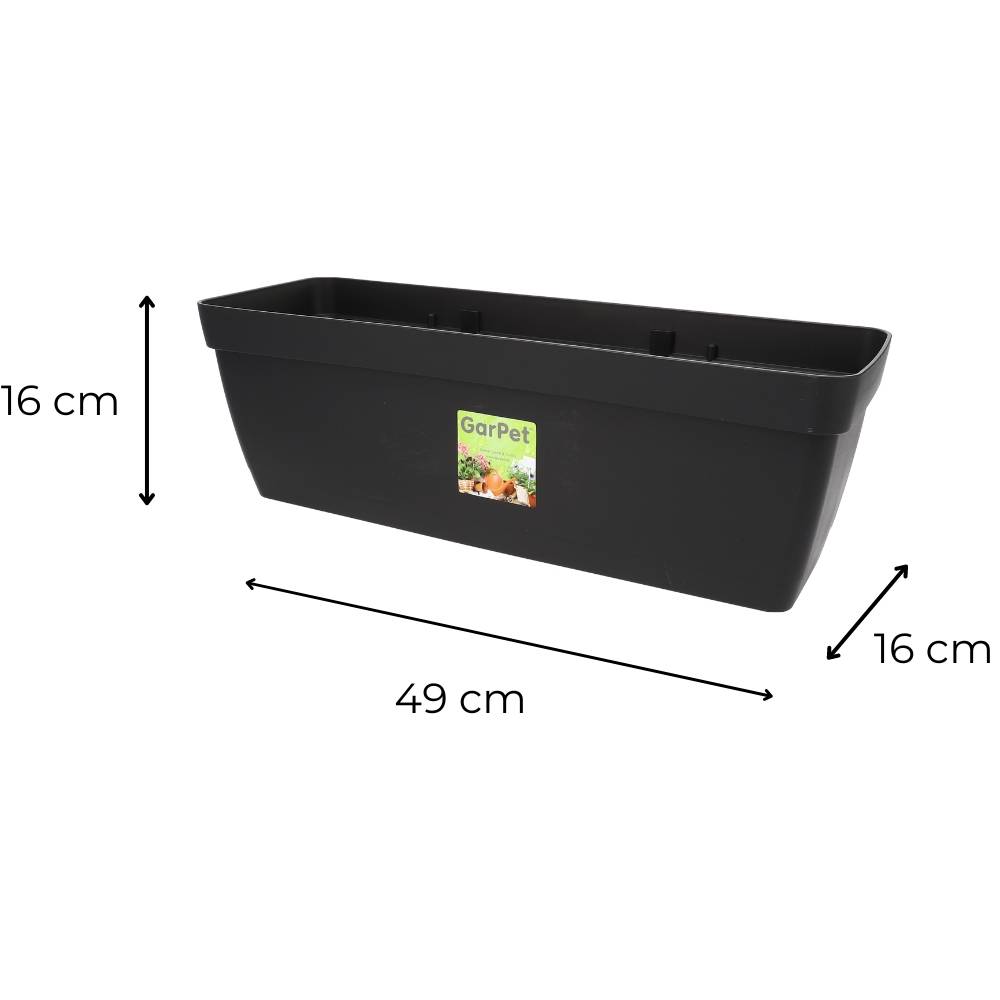 Blumenkasten mit Halterung - Wasserspeicher 50 cm anthrazit