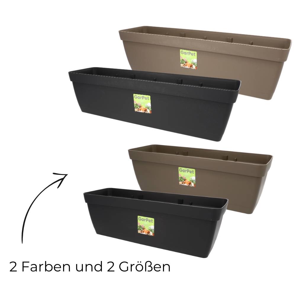 Blumenkasten mit Halterung - Wasserspeicher 50 cm anthrazit