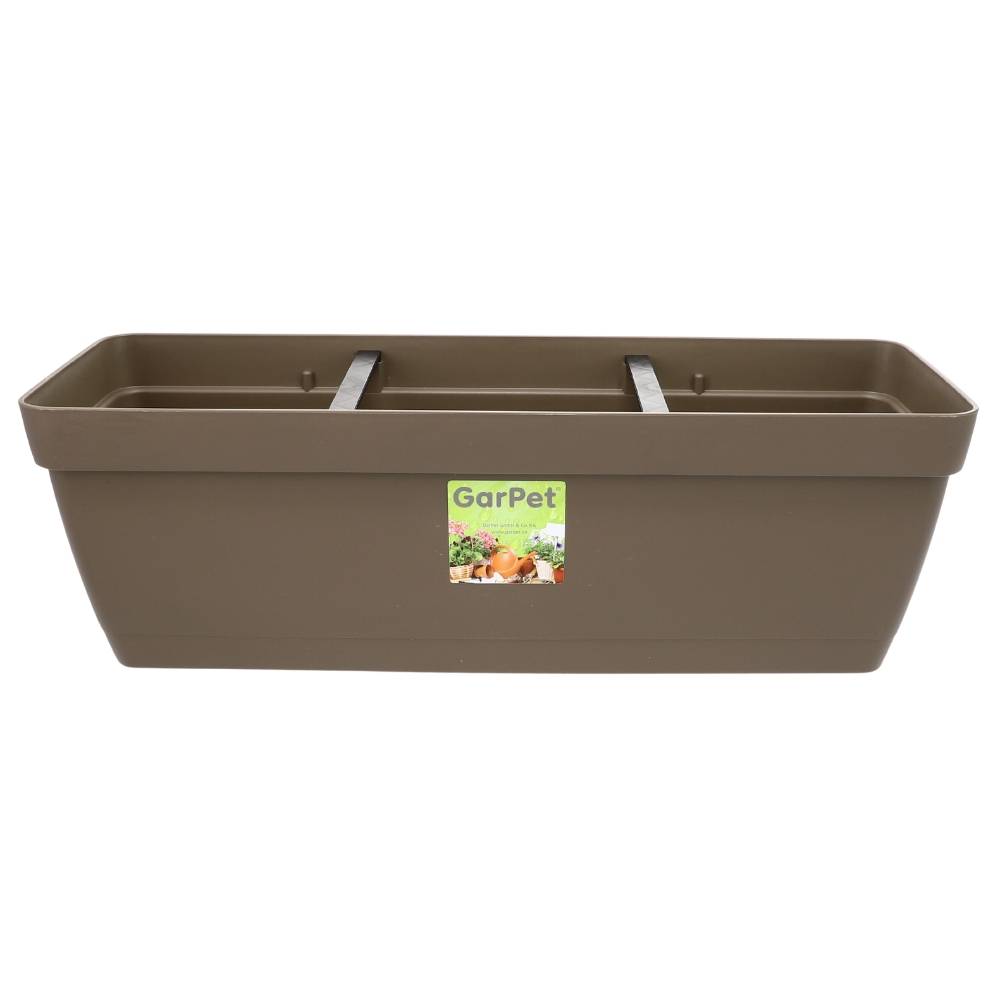 Blumenkasten mit Halterung - Wasserspeicher 50 cm taupe