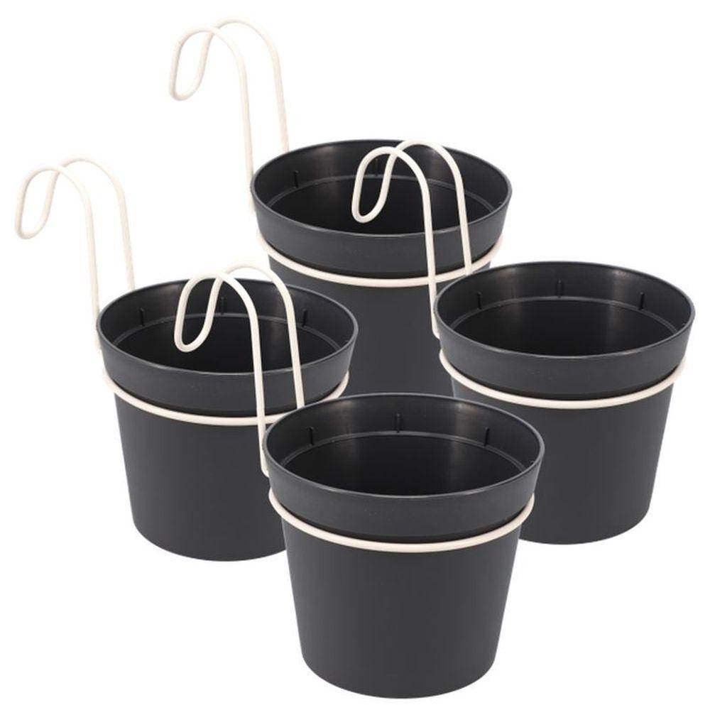 4 x Hängetopf Blumentopf Pflanztopf Set mit Haken Halterung Hängeblumentopf Wand