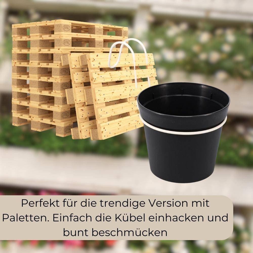 4 x Hängetopf Blumentopf Pflanztopf Set mit Haken Halterung Hängeblumentopf Wand