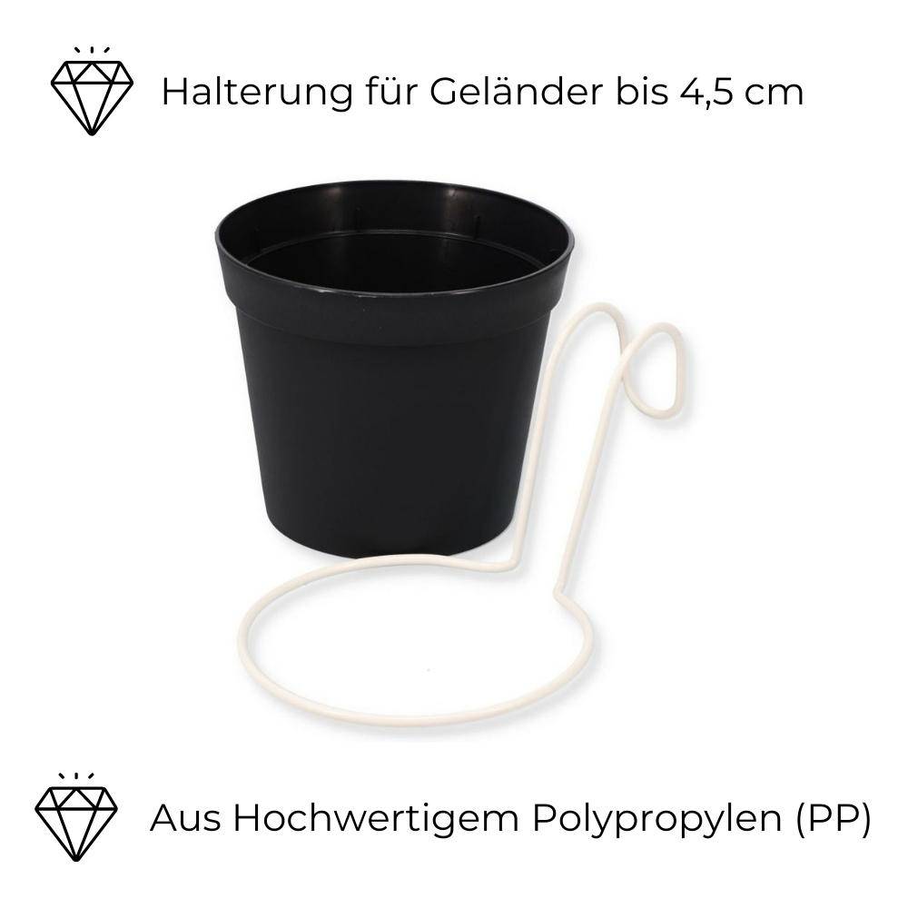4 x Hängetopf Blumentopf Pflanztopf Set mit Haken Halterung Hängeblumentopf Wand
