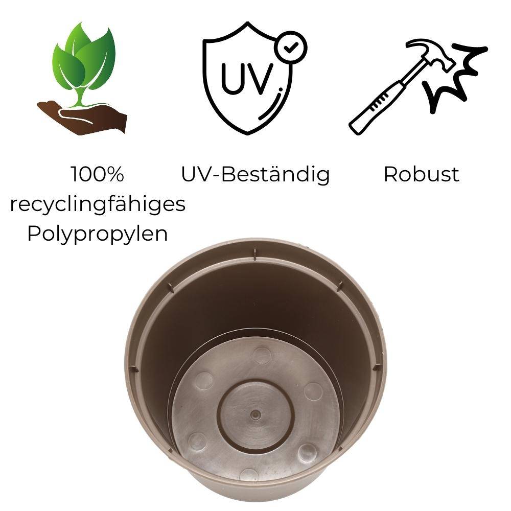 5 x Hängetopf Blumentopf Pflanztopf Set mit Halterung Metall Wandhalterung Haken Aufhängung innen außen Pflanzenhänger Kunststoff