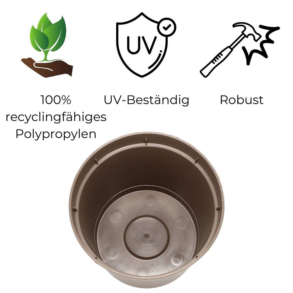 4 x Hängetopf Blumentopf Pflanztopf Set mit Halterung Metall Wandhalterung Haken Aufhängung innen außen Pflanzenhänger Kunststoff