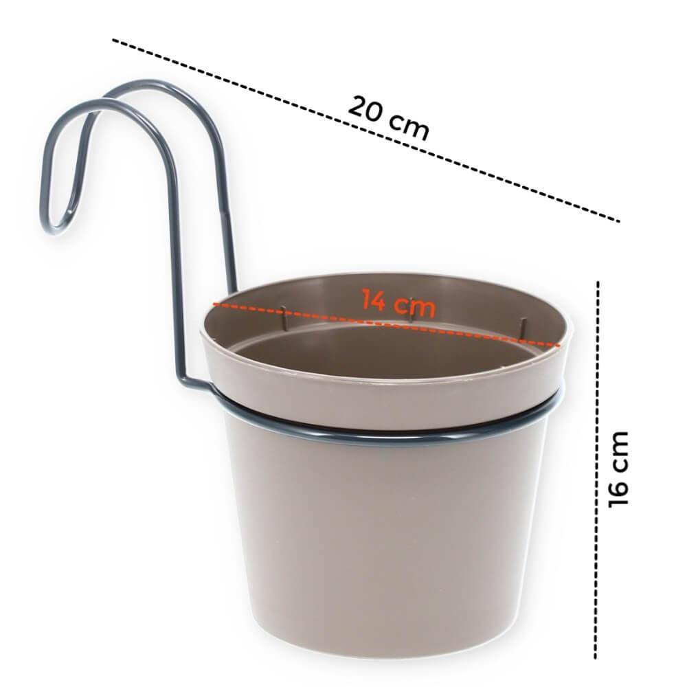 4 x Hängetopf Blumentopf Pflanztopf Set mit Halterung Metall Wandhalterung Haken Aufhängung innen außen Pflanzenhänger Kunststoff