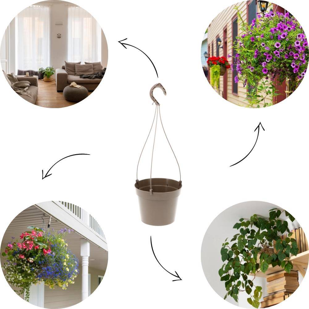 3 x Blumenampel Hängeampel Blumen Outdoor innen außen Pflanzenhänger Kunststoff Modern Hängeblumentopf Pflanztopf Set Aufhängung