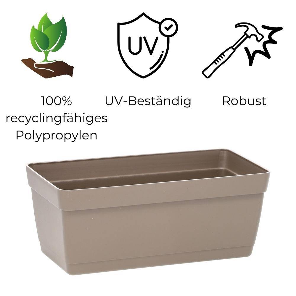 3 x Hängekasten Blumenkasten Pflanzkasten Set mit Halterung Metall Wandhalterung Haken Aufhängung innen außen Pflanzenhänger Kunststoff