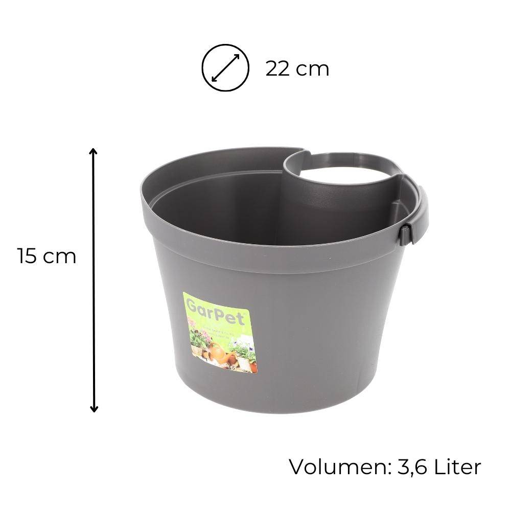 Blumentopf für Regenrohr Regenrinne Fallrohr Säule Pfosten Abflussrohr Hängetopf Pflanztopf Pflanzgefäß Grau