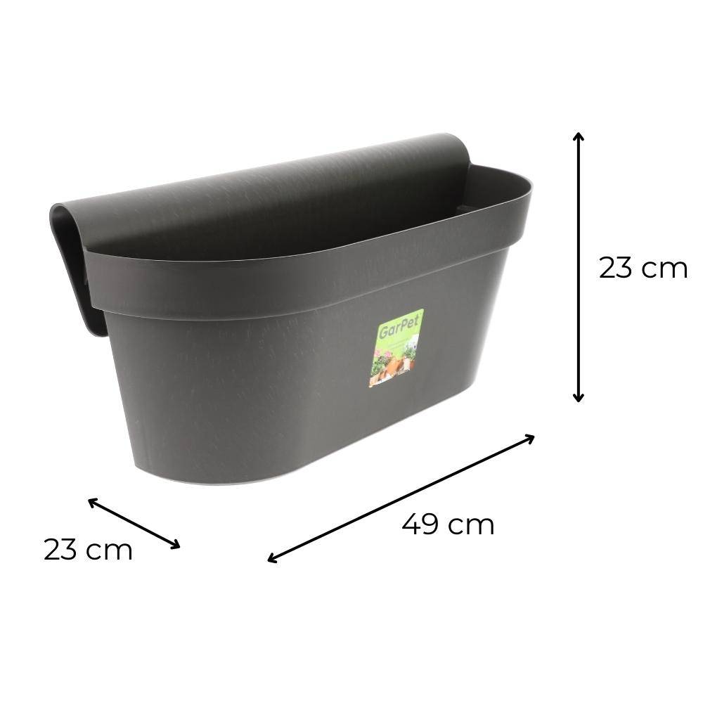 Geländerkasten Balkon mit Wasserspeicher Blumentopf Zaun Blumenkasten Geländer Balkontopf Balkonkasten Anthrazit