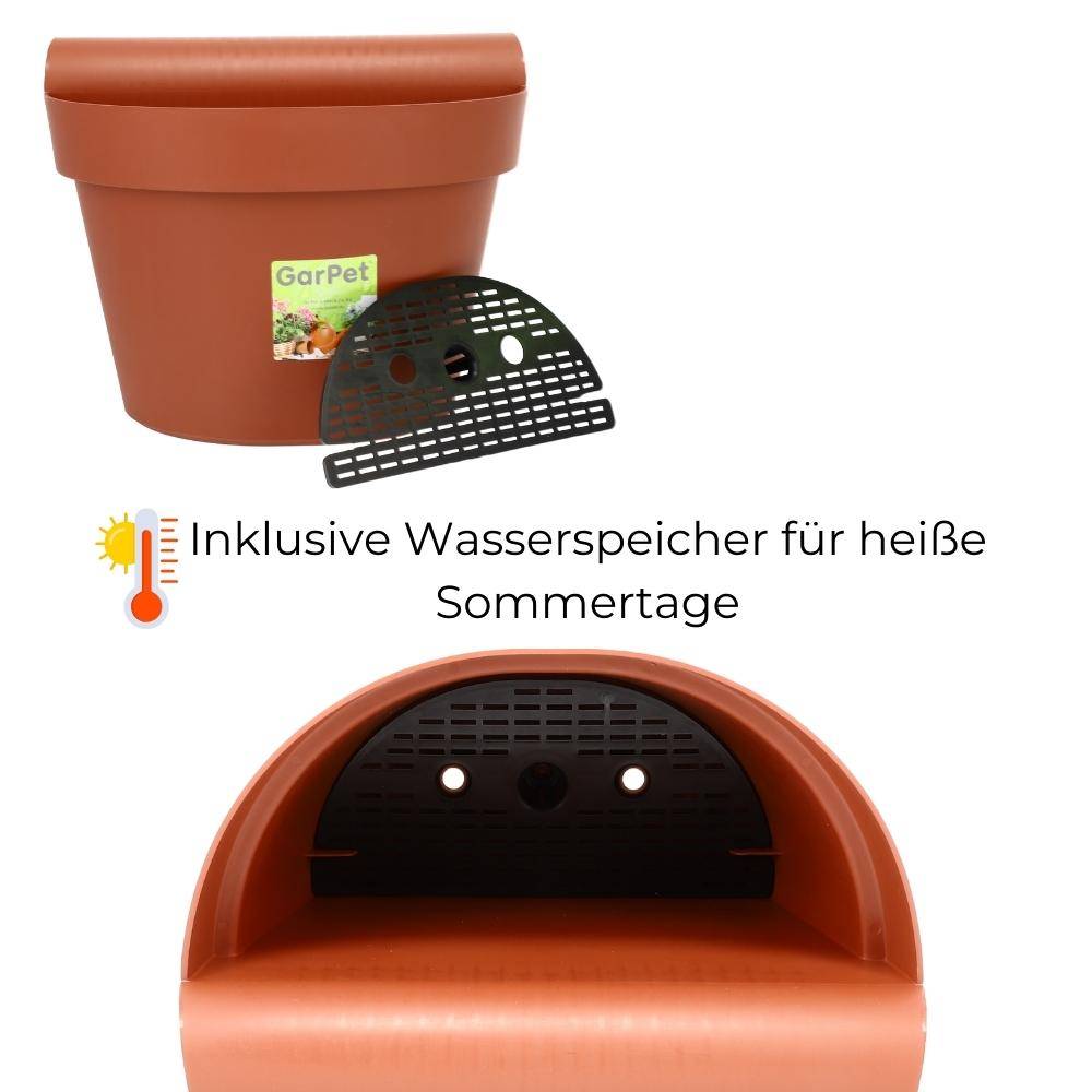 Geländertopf Balkon mit Wasserspeicher Blumentopf Zaun Blumenkasten Geländer Geländerkasten Balkontopf Balkonkasten Anthrazit