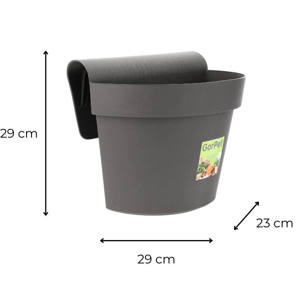 Geländertopf Balkon mit Wasserspeicher Blumentopf Zaun Blumenkasten Geländer Geländerkasten Balkontopf Balkonkasten Anthrazit