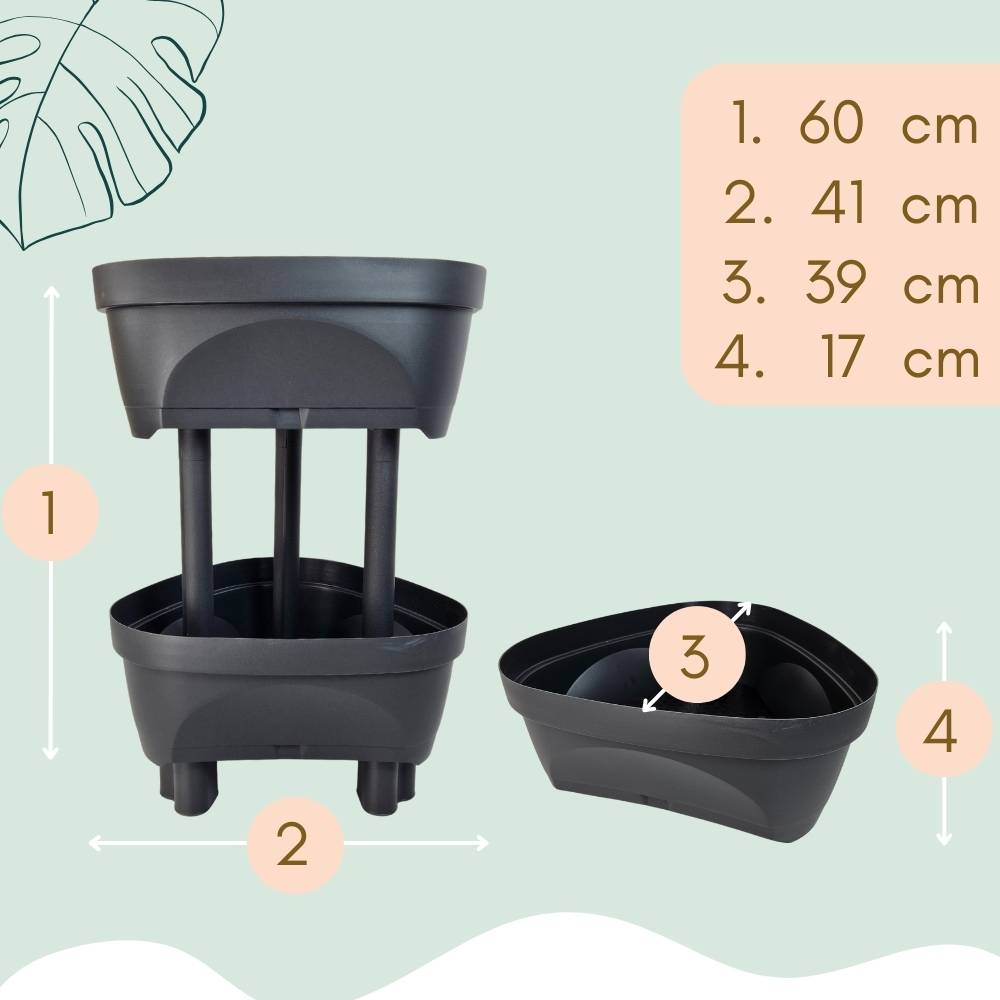 Blumentopf groß draußen Erdbeertopf Pflanzturm Blumentopf hoch Pflanzsäule Kräutertopf Balkon Pflanzkübel anthrazit Kräuterturm Pflanztopf Outdo