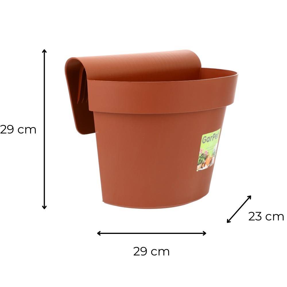 Geländertopf Balkon mit Wasserspeicher Blumentopf Zaun Blumenkasten Geländer Geländerkasten Balkontopf Balkonkasten Terracotta