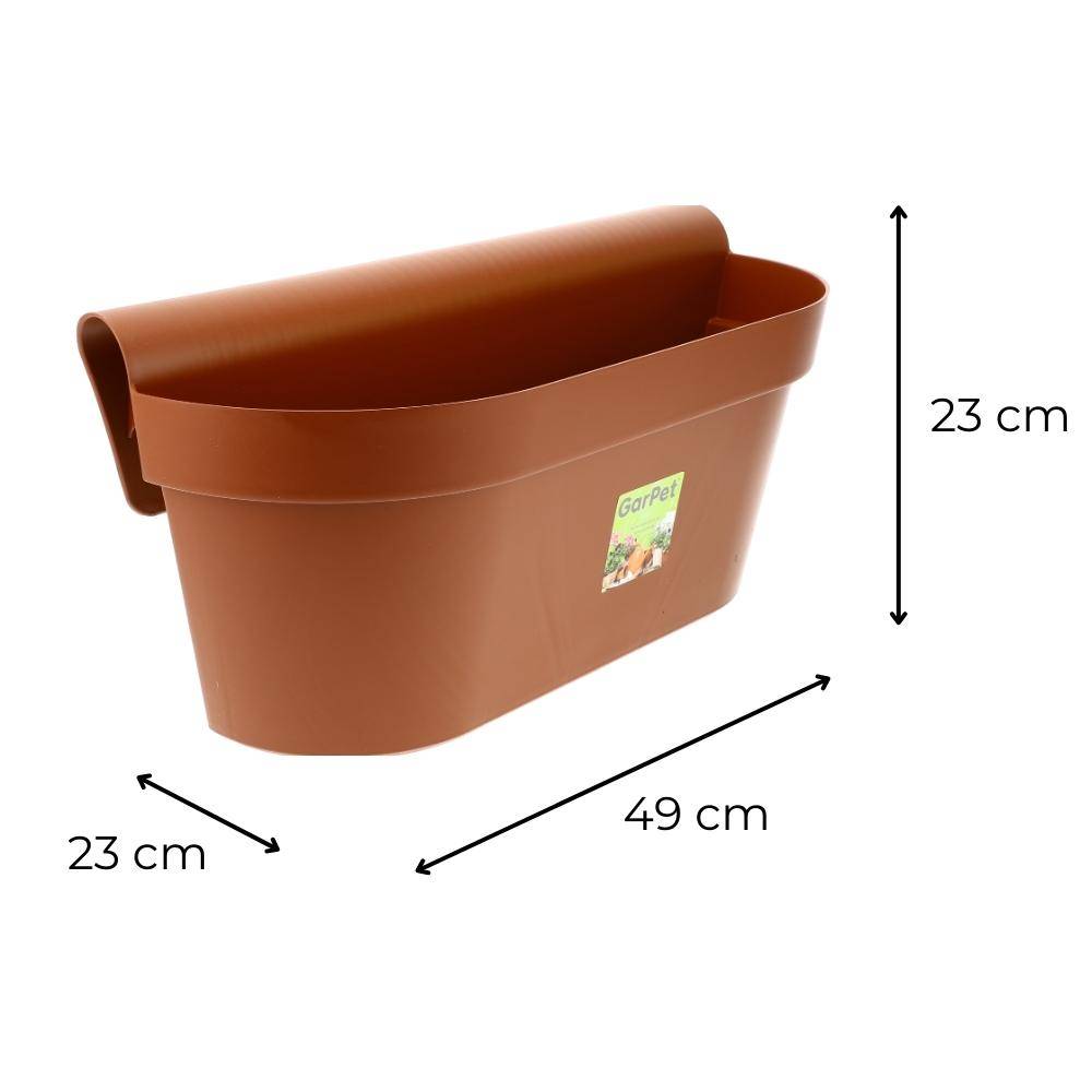 Geländerkasten Balkon mit Wasserspeicher Blumentopf Zaun Blumenkasten Geländer Balkontopf Balkonkasten Terracotta