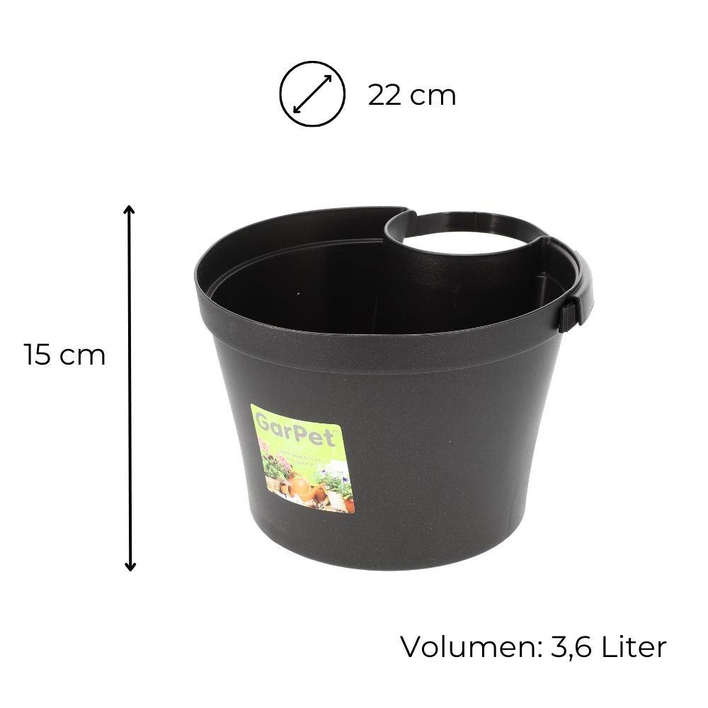 Blumentopf für Regenrohr Regenrinne Fallrohr Säule Pfosten Abflussrohr Hängetopf Pflanztopf Pflanzgefäß Anthrazit