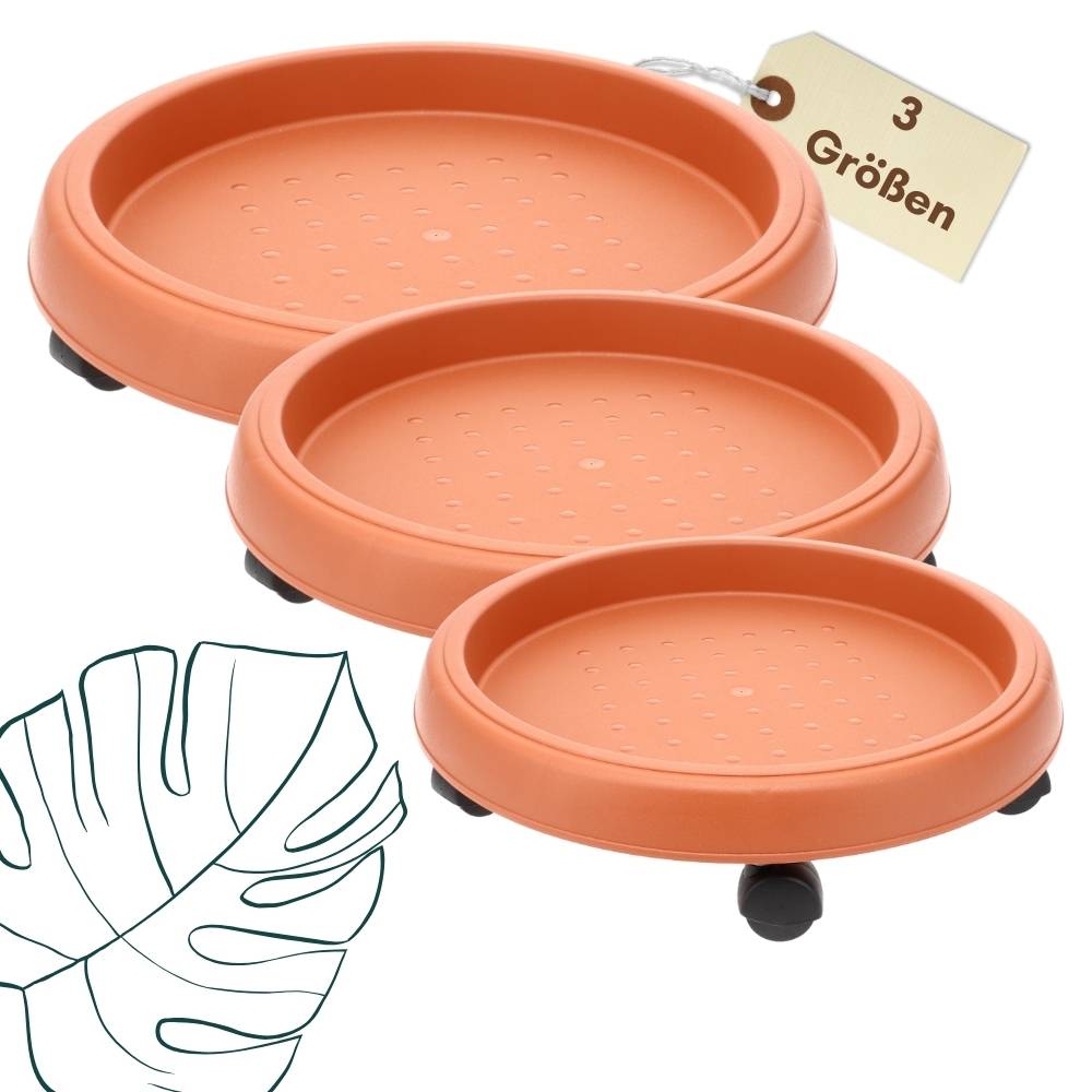 Pflanzenroller rund Rollbrett Pflanzen Blumentopf Untersetzer mit Rollen Blumenroller Pflanzenrolle Rolluntersetzer Wetterfest 25 cm