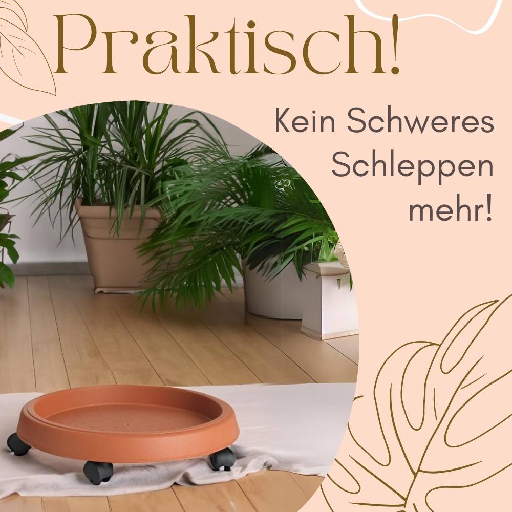 Pflanzenroller rund Rollbrett Pflanzen Blumentopf Untersetzer mit Rollen Blumenroller Pflanzenrolle Rolluntersetzer Wetterfest 30 cm