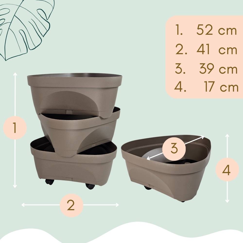 Erdbeertopf Pflanzturm Blumentopf Hoch Pflanzsäule Kräutertopf Balkon Pflanzkübel Kräuterturm Pflanztopf Outdoor Säulentopf SET 3 Ebenen Roller