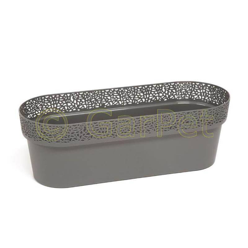 Übertopf Rosa anthrazit 500 Balkon m. Halter