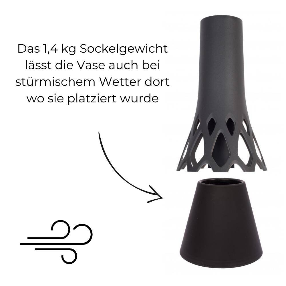 Grabvase Roseta mit Sockel Gewicht anthrazit 1 L