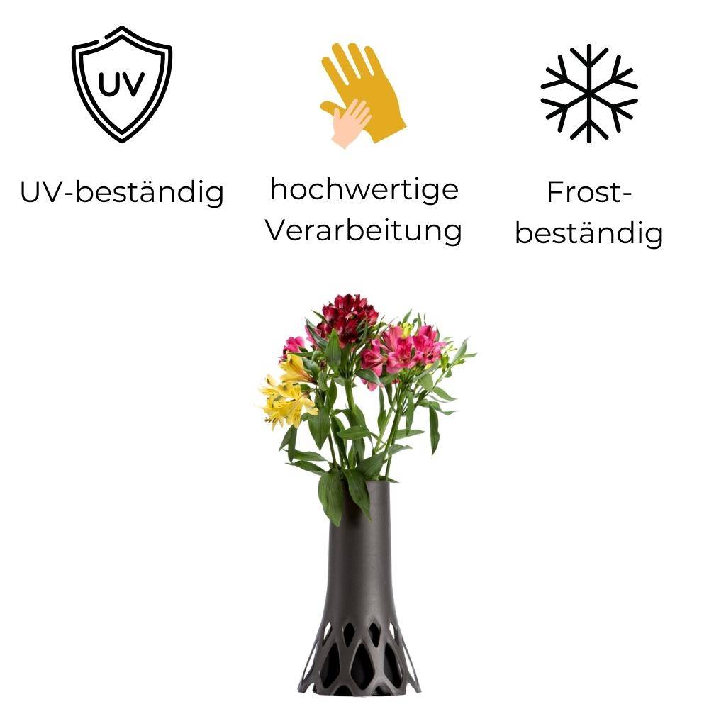 Grabvase Roseta mit Sockel Gewicht anthrazit 1 L