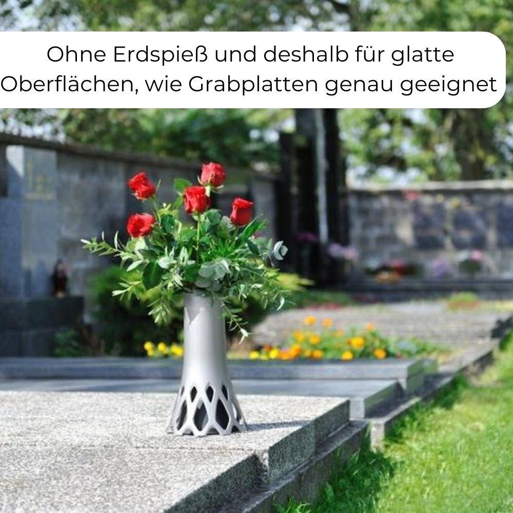 Grabvase Roseta mit Sockel Gewicht anthrazit 1 L