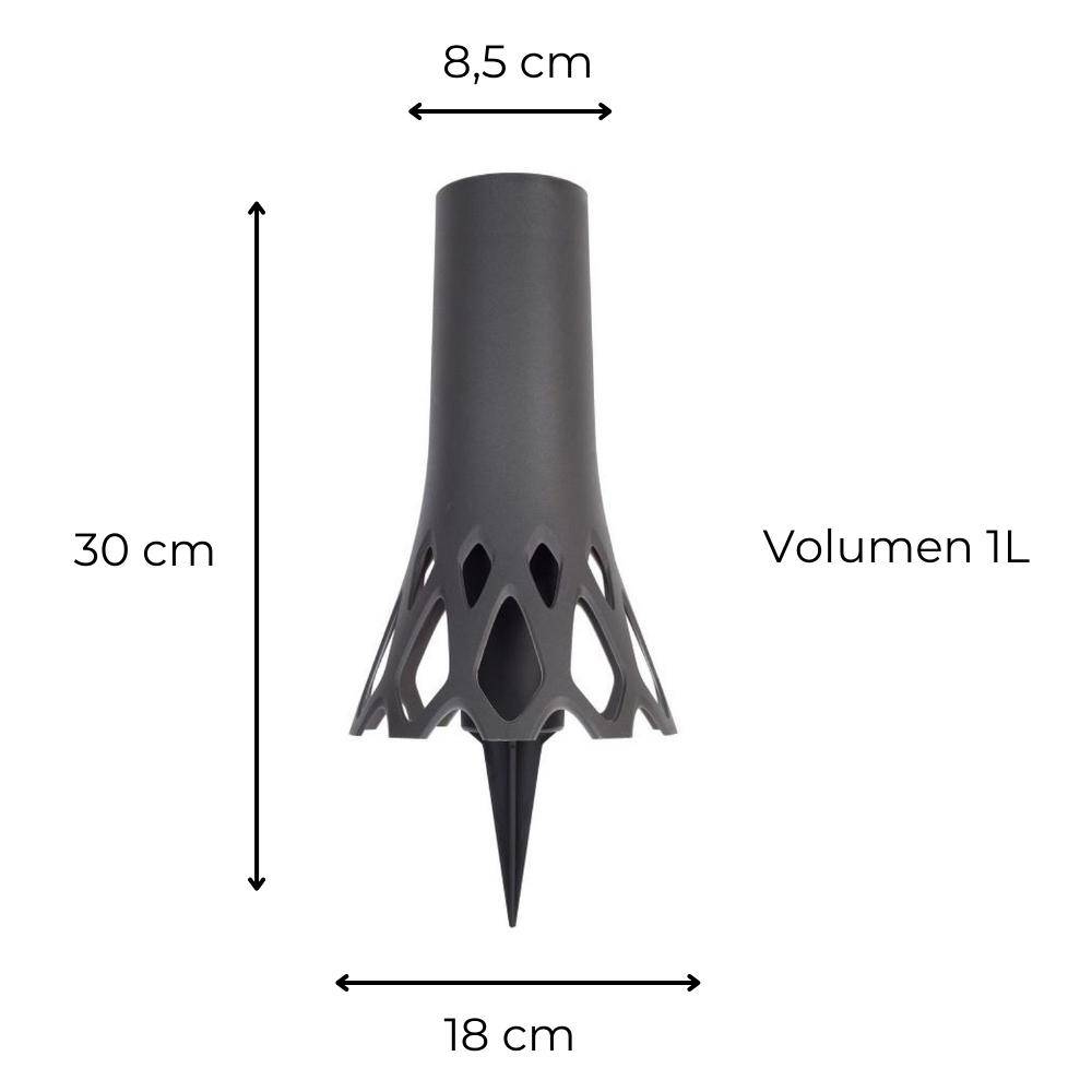 Grabvase Roseta mit Erdspieß anthrazit 1 L
