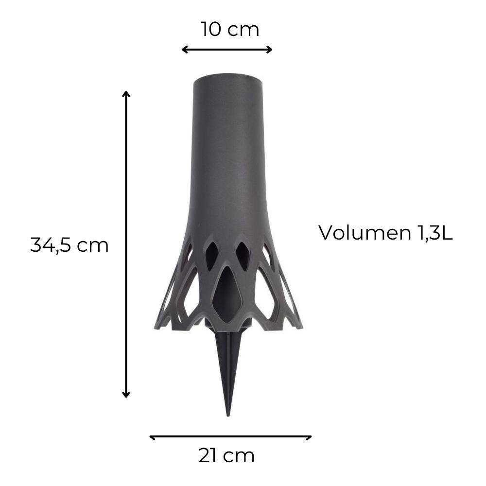Grabvase Roseta mit Erdspieß anthrazit 1,3 L