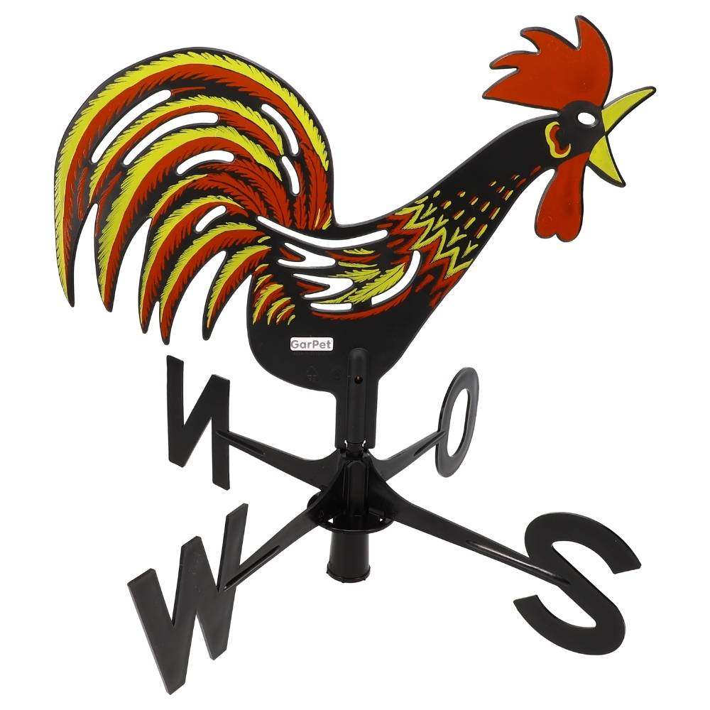 Wetterhahn für Garten Balkon Wetterfahne Windrichtungsanzeiger Windspiel Windfahne 44 x 42 cm Geräuschlos