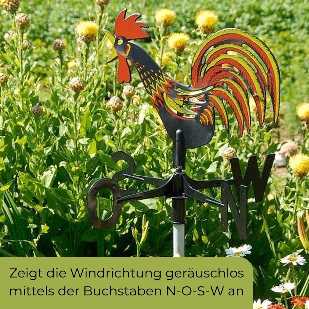 Wetterhahn für Garten Balkon Wetterfahne Windrichtungsanzeiger Windspiel Windfahne 44 x 42 cm Geräuschlos