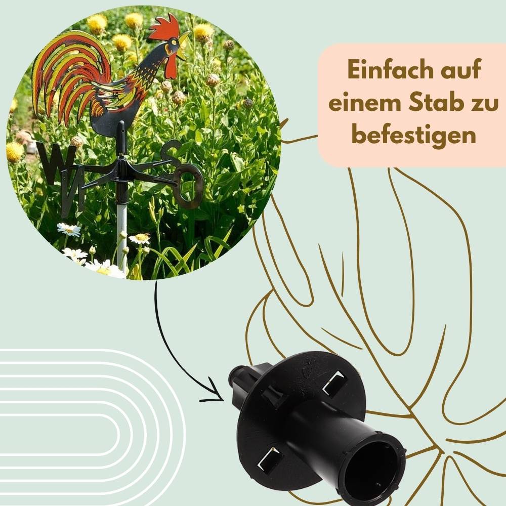 Wetterhahn für Garten Balkon Wetterfahne Windrichtungsanzeiger Windspiel Windfahne 44 x 42 cm Geräuschlos