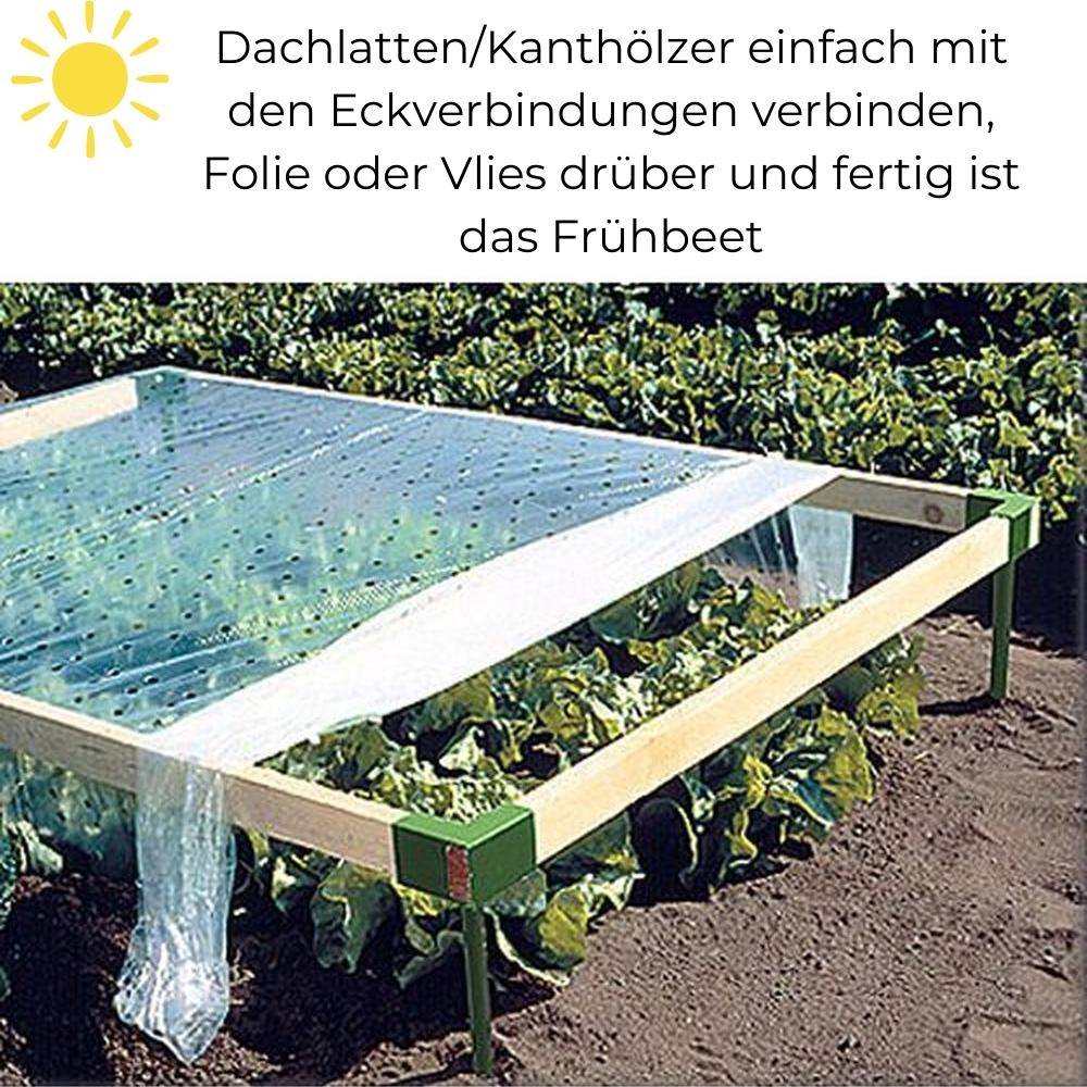 Eckverbindungen 4 Stück für Frühbeet selber bauen mit Holzlatten Beet Eckpfeiler Verbindungsstück Halter