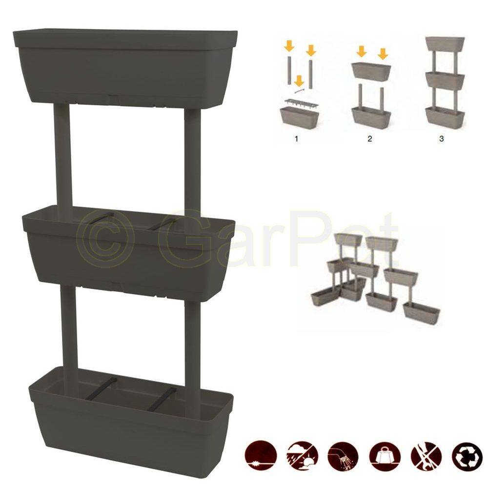 Pflanzkübel Raumteiler 3er Set Sichtschutz 100 cm Pflanz Balkon Kasten Terrasse