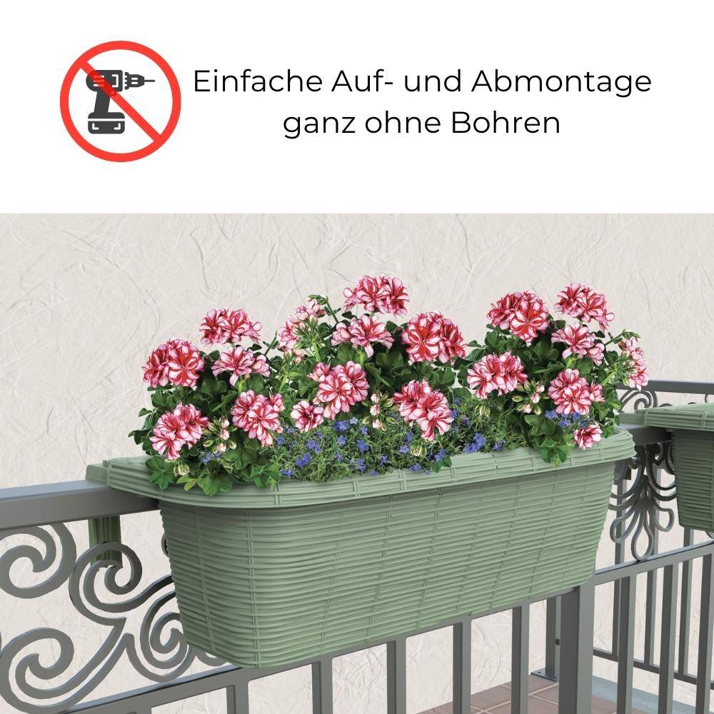 Balkonkasten Rattan Optik für Geländer anthrazit